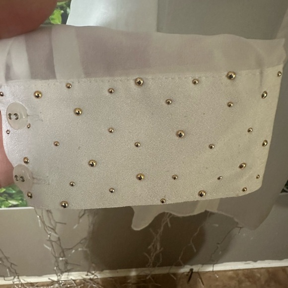 White sheer long sleeve blouse - Picture 4 of 5